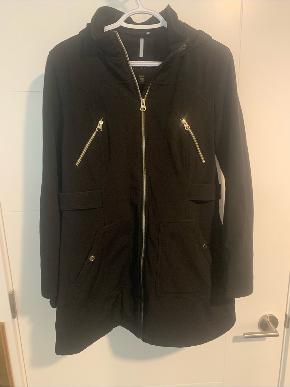 4/$20 Jessica Simpson Black Hooded Utility Jacket with Gold Zippers